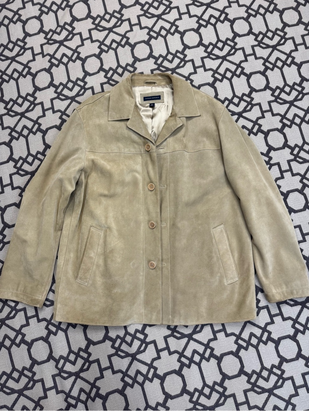 Vintage Y2K Banana Republic Men’s Suede Leather Blazer Jacket Tan Beige L - Picture 3 of 17